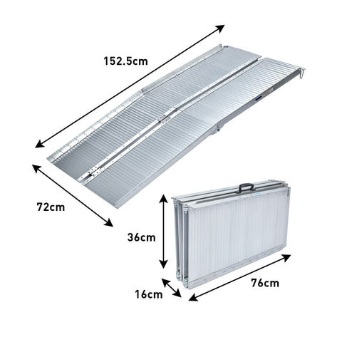 Kartrite 5ft Portable Aluminium Wheelchair Ramp 275kg Heavy Duty Non-Slip Foldable Suitcase Ramp for Mobility Scooters