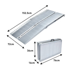 Kartrite 5ft Aluminium Foldable Wheelchair Ramp Non-Slip R02 Silver
