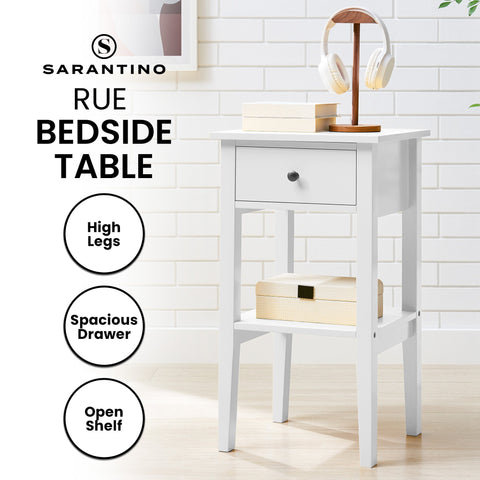 Sarantino Rue Bedside Table in White