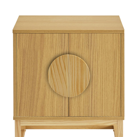 Sarantino Luca Bedside Table Split Door Night Stand - Natural