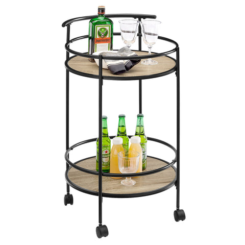 Sarantino Reno Mini Bar Cart Caddy in Grey Oak