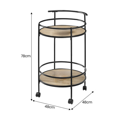 Sarantino Reno Mini Bar Cart Caddy in Grey Oak