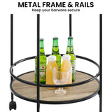 Sarantino Reno Mini Bar Cart Caddy in Grey Oak
