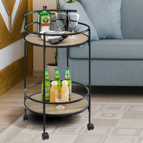 Sarantino Reno Mini Bar Cart Caddy in Grey Oak