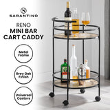 Sarantino Reno Mini Bar Cart Caddy in Grey Oak
