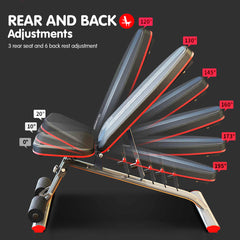 Powertrain Home Gym Bench Adjustable Flat Incline Decline FID 250KG Load