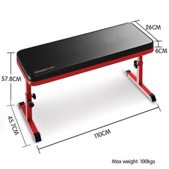 Powertrain Height-Adjustable Exercise Home Gym Flat Weight Bench
