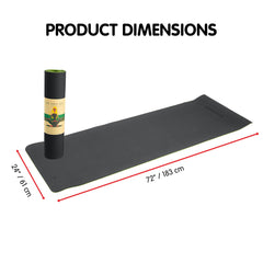 Powertrain TPE Yoga Exercise Mat Home Gym Pilates Fitness 8mm Thick in Black/Green