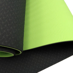 Powertrain TPE Yoga Exercise Mat Home Gym Pilates Fitness 8mm Thick in Black/Green