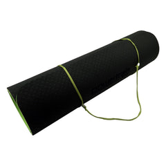 Powertrain TPE Yoga Exercise Mat Home Gym Pilates Fitness 8mm Thick in Black/Green
