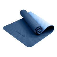 Powertrain TPE Yoga Exercise Mat Home Gym Pilates Fitness 8mm Thick in Dark Blue