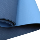 Powertrain 8mm Thick TPE Yoga Mat Non-Slip Home Gym Fitness Exercise Pilates Workout Mat with Carry Strap - Dark Blue