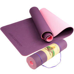 Powertrain TPE Yoga Exercise Mat Home Gym Pilates Fitness 8mm Thick in Dark Purple