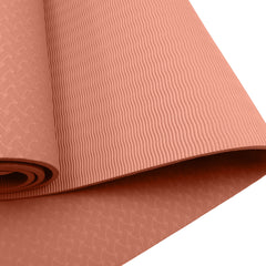Powertrain Dual Layer 6mm Yoga Mat | Peach | Non-slip Surface And Carry Strap For Ultimate Comfort And Portability