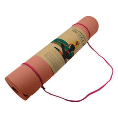 Powertrain Dual Layer 6mm Yoga Mat | Peach | Non-slip Surface And Carry Strap For Ultimate Comfort And Portability