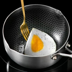 24cm 316L Stainless Steel Saucepan Compound Steel Honeycomb Nonstick Sauce Pan with Glass Lid 3.2L Pot Stay-Cool Handle Multipurpose Milk Saucepan, Induction Capable and Gas Stove