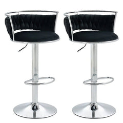 SERENITà Silver Swivel Upholstered Velvet Adjustable Height Counter Stool with Metal Frame Black (Set of 2)