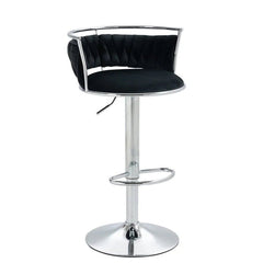 SERENITà Silver Swivel Upholstered Velvet Adjustable Height Counter Stool with Metal Frame Black (Set of 2)