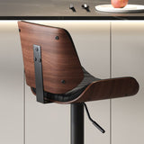 SERENITà European Wooden Modern Bar Stools Bistro Stool with Rotating and Aerodynamic Multi-levelled(Black)