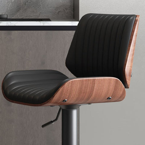 SERENITà European Wooden Modern Bar Stools Bistro Stool with Rotating and Aerodynamic Multi-levelled(Black)