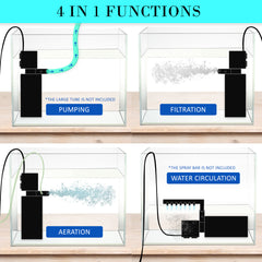 Aquarium Submersible Filter Pond Pump 1200L/H 22W 1.6m