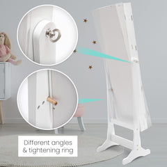 Mirror Jewellery Cabinet Organiser 2 Drawers LOWE 146cm WHITE