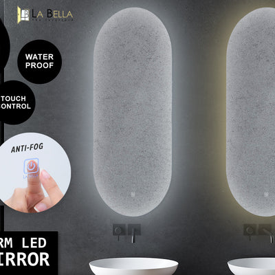 LED Wall Mirror Oval Anti-Fog Bathroom 45x100cm