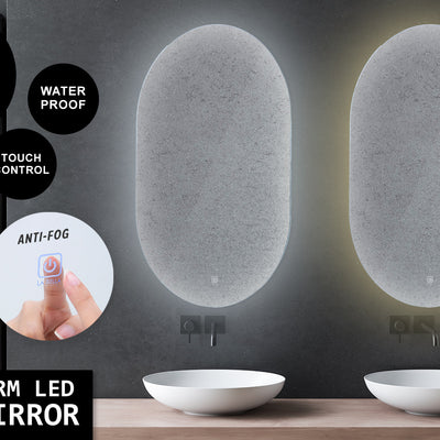 LED Wall Mirror Oval Anti-Fog Bathroom 50x75cm