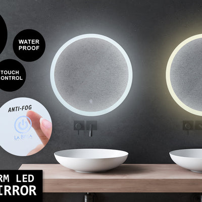 LED Wall Mirror Round Anti-Fog Bathroom 50cm