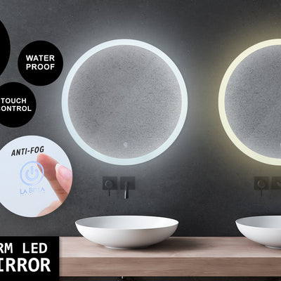LED Wall Mirror Round Anti-Fog Bathroom 60cm