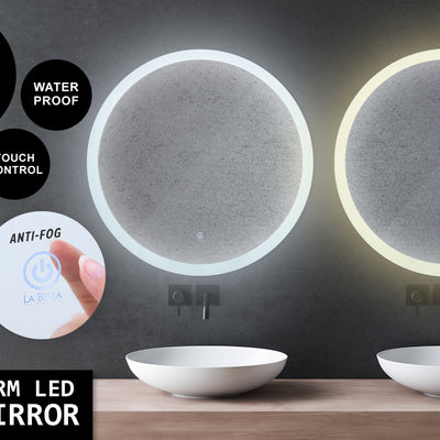 LED Wall Mirror Round Anti-Fog Bathroom 80cm
