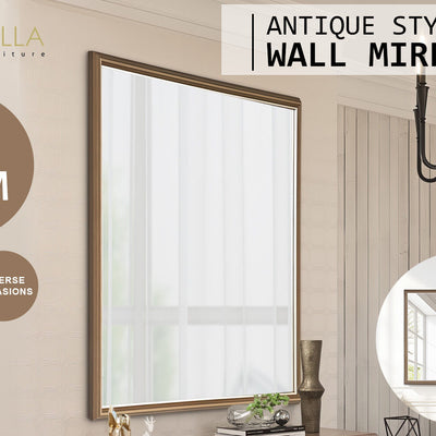 Wall Mirror Rectangular Frame Bathroom 70x90cm Antique Brown
