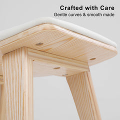 2X Wooden Bar Stool Padded Fabric Dining Chair KANSO 65cm BEIGE