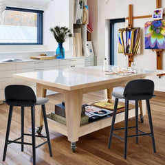 Wooden Bar Stool Dining Chair Ash Wood ELISE 65cm BLACK