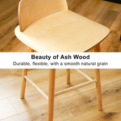 Wooden Bar Stool Dining Chair Ash Wood ELISE 65cm