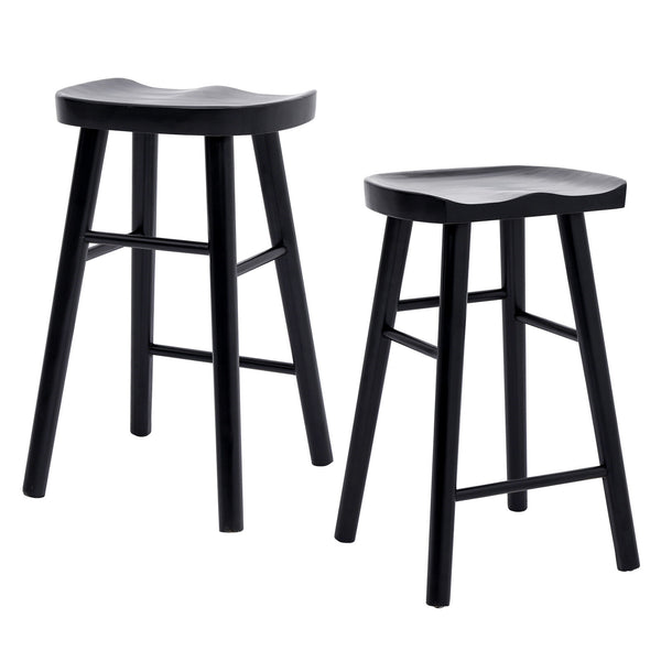 2X Wooden Bar Stool Dining Chair Pine Wood FRIDA 65cm BLACK