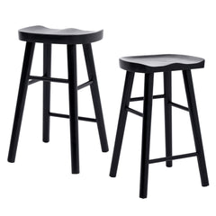 2X Wooden Bar Stool Dining Chair Pine Wood FRIDA 65cm BLACK