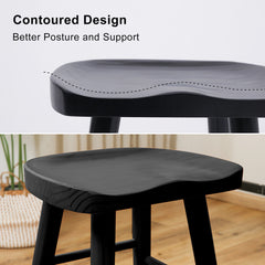 2X Wooden Bar Stool Dining Chair Pine Wood FRIDA 65cm BLACK