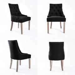 French Provincial Dining Chair Oak Leg AMOUR DARK BLACK