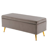 Storage Ottoman Stool Bench Seat 110cm Velvet GREY