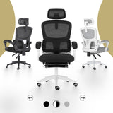 Ergonomic Reclining Office Chair - Footrest, Lumbar Support, Adjustable Headrest VELTRA - BLACK