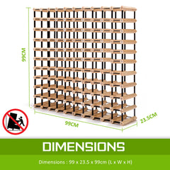 Timber Wine Rack Storage Cellar Organiser 120 Bottle