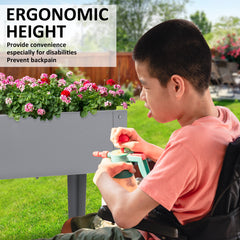 Raised Garden Bed Stand 100x27x80cm Galvanised Steel Planter GREY