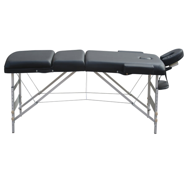 YES4HOMES 3 Fold 5 cm Thickness Foam Portable Aluminium Massage Table Massage Bed Beauty Therapy Black