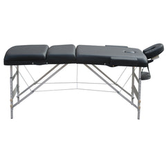 YES4HOMES 3 Fold 5 cm Thickness Foam Portable Aluminium Massage Table Massage Bed Beauty Therapy Black