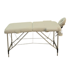 YES4HOMES 2 Fold 6cm Thickness Foam Portable Aluminium Massage Table Massage Bed Beauty Therapy Beige