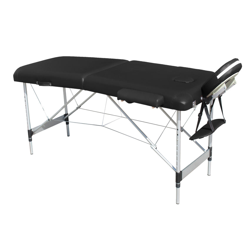 YES4HOMES 2 Fold 6cm Thickness Foam Portable Aluminium Massage Table Massage Bed Beauty Therapy Black