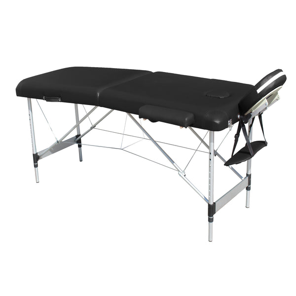 YES4HOMES 2 Fold 6cm Thickness Foam Portable Aluminium Massage Table Massage Bed Beauty Therapy Black