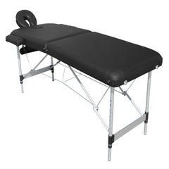 YES4HOMES 2 Fold 6cm Thickness Foam Portable Aluminium Massage Table Massage Bed Beauty Therapy Black