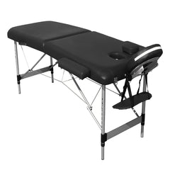 YES4HOMES 2 Fold 6cm Thickness Foam Portable Aluminium Massage Table Massage Bed Beauty Therapy Black